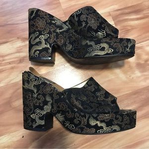 Beautiful Asian satin platform sandal